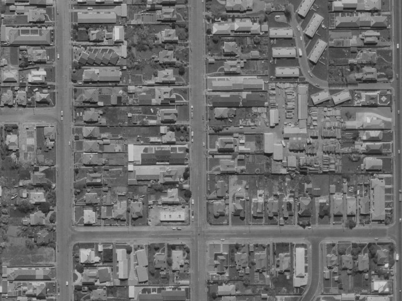 102 Champion Street from the air, 1970-1974