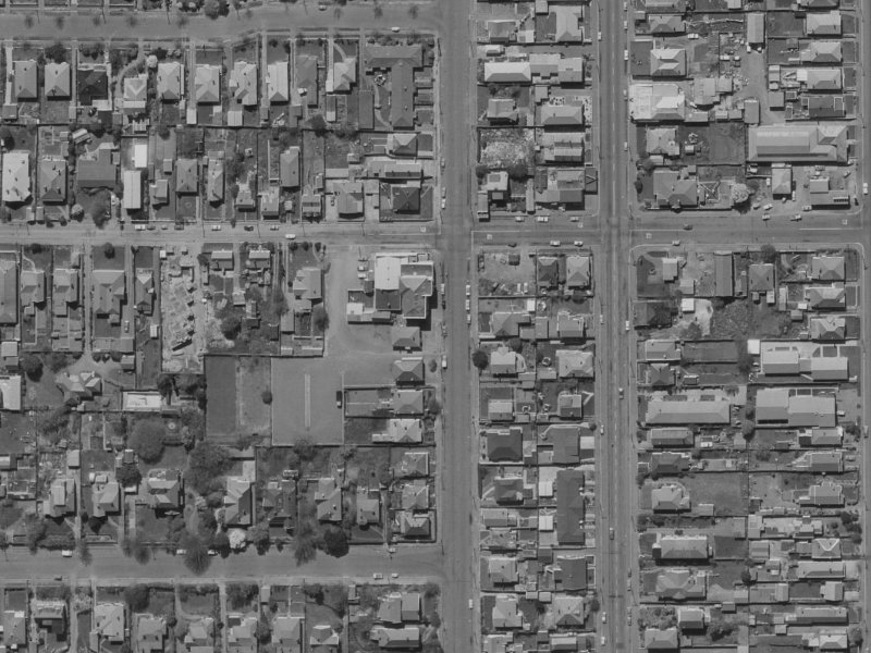 1019 Colombo Street from the air, 1970-1974