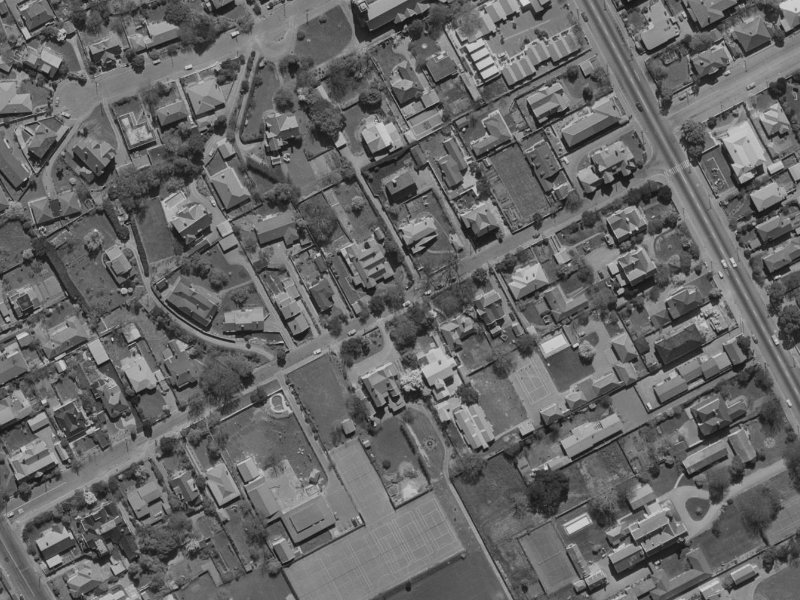 115D Merivale Lane from the air, 1970-1974