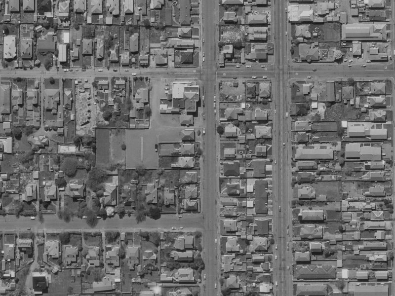1009 Colombo Street from the air, 1970-1974
