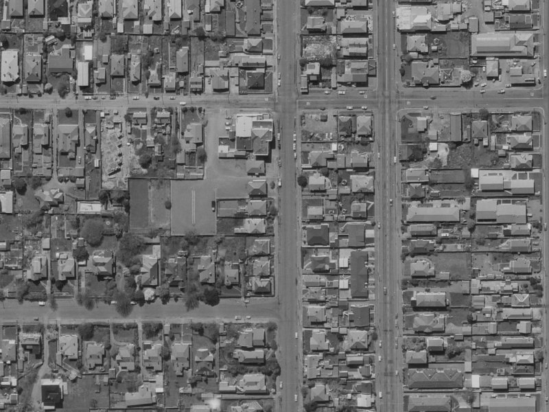 1010 Colombo Street from the air, 1970-1974