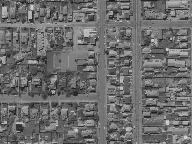 1007 Colombo Street from the air, 1970-1974