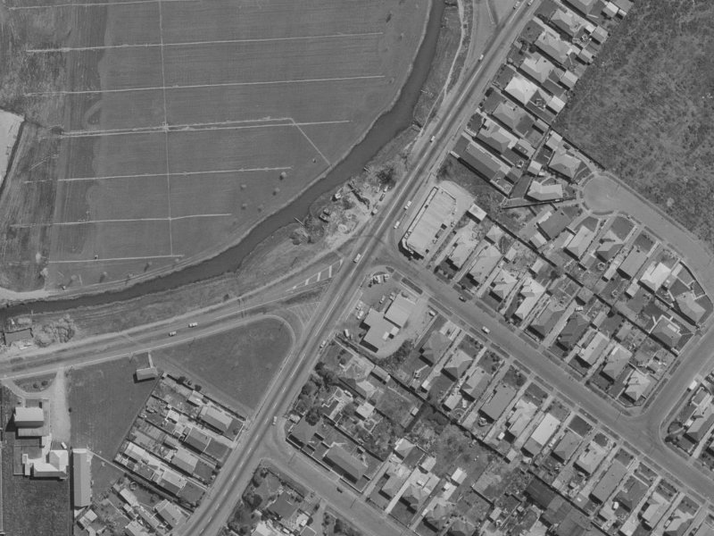 80 Wainoni Road from the air, 1970-1974
