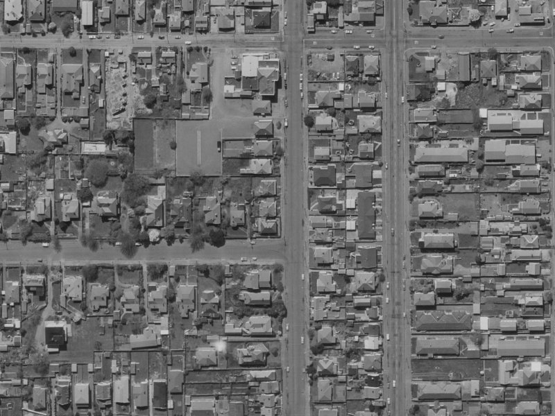 1006 Colombo Street from the air, 1970-1974