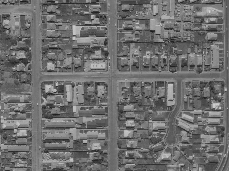 47-55 Gresford Street from the air, 1970-1974
