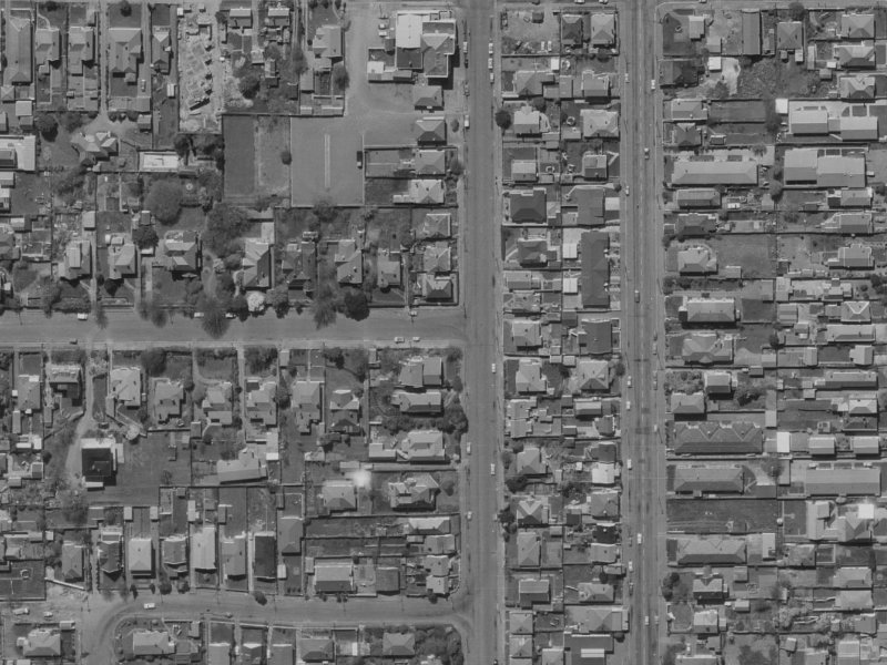 44A Eversleigh Street from the air, 1970-1974