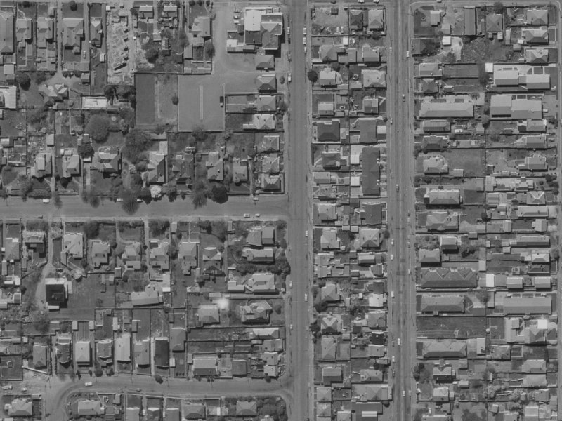 965-1025 Colombo Street from the air, 1970-1974