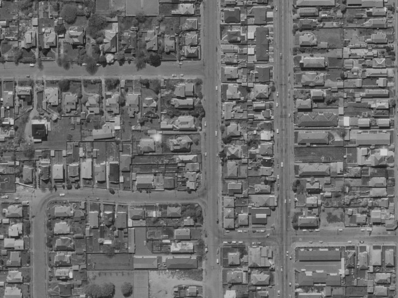 980 Colombo Street from the air, 1970-1974