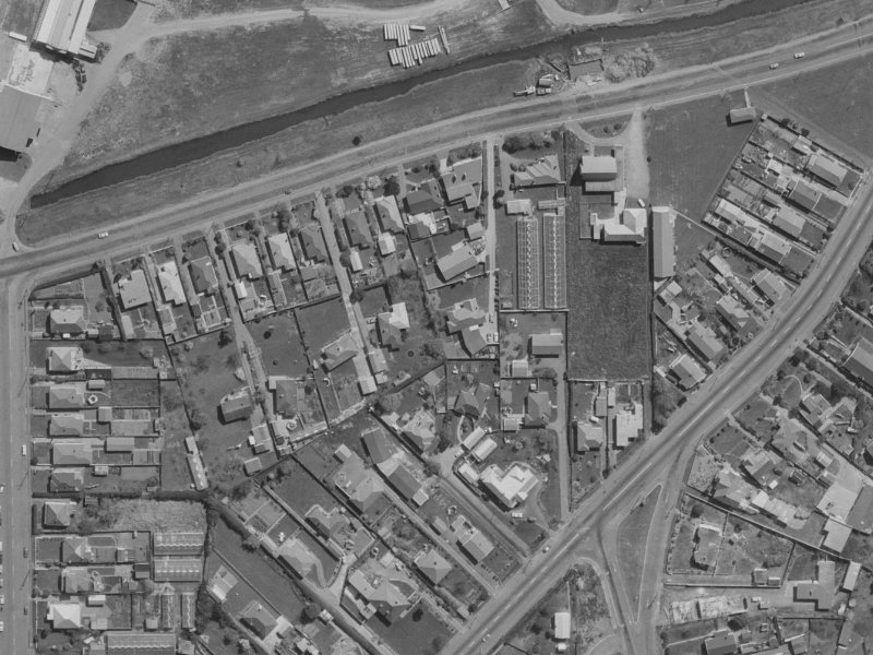 874 Avonside Drive from the air, 1970-1974