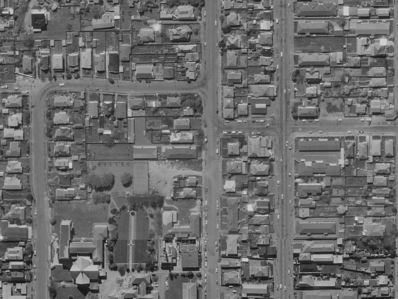 964 Colombo Street from the air, 1970-1974