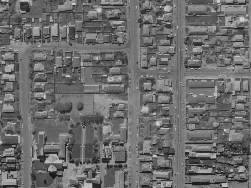 961 Colombo Street from the air, 1970-1974