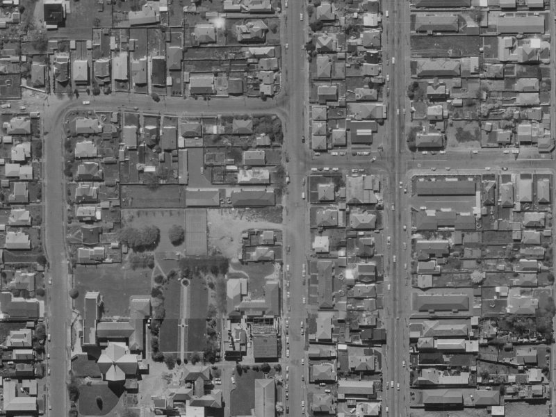 959 Colombo Street from the air, 1970-1974