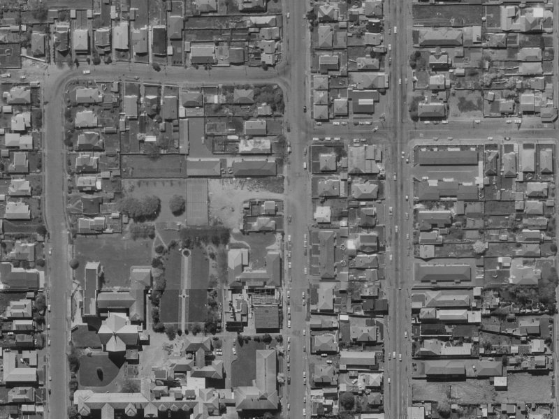 952 Colombo Street from the air, 1970-1974
