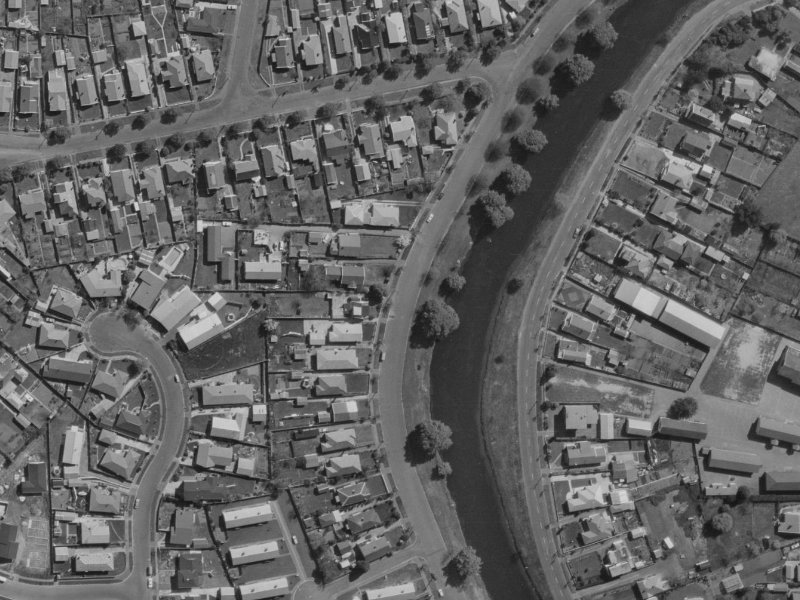 570 Avonside Drive from the air, 1970-1974