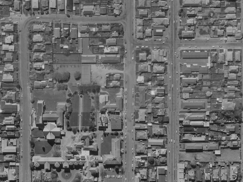946 Colombo Street from the air, 1970-1974