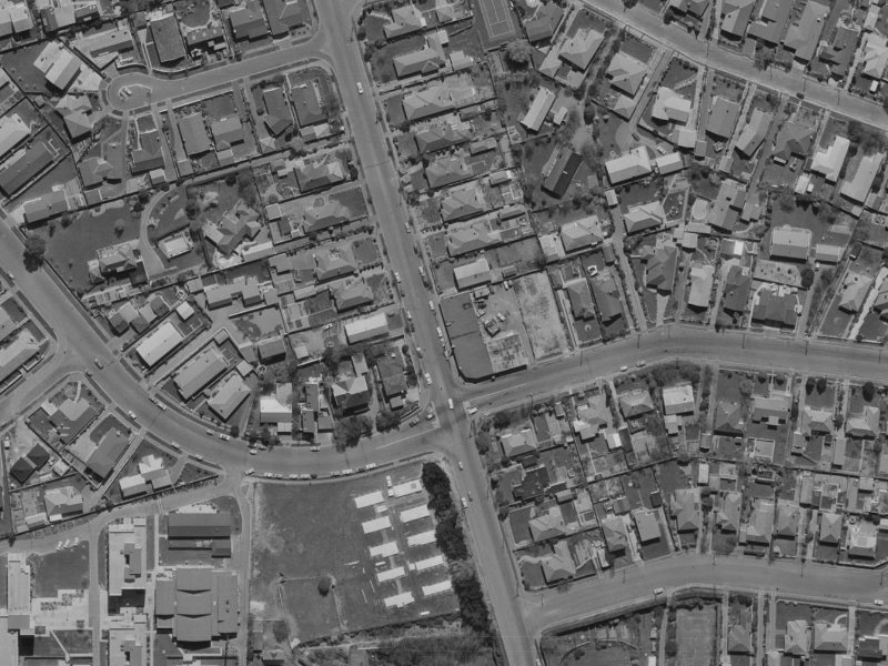 134–140 Ilam Road from the air, 1970-1974