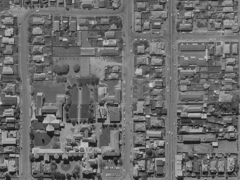 949 Colombo Street from the air, 1970-1974