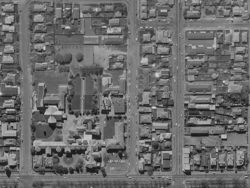 940 Colombo Street from the air, 1970-1974