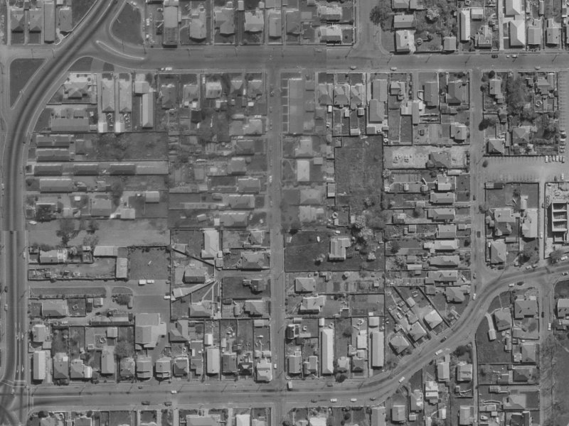 52–54 Perth Street from the air, 1970-1974