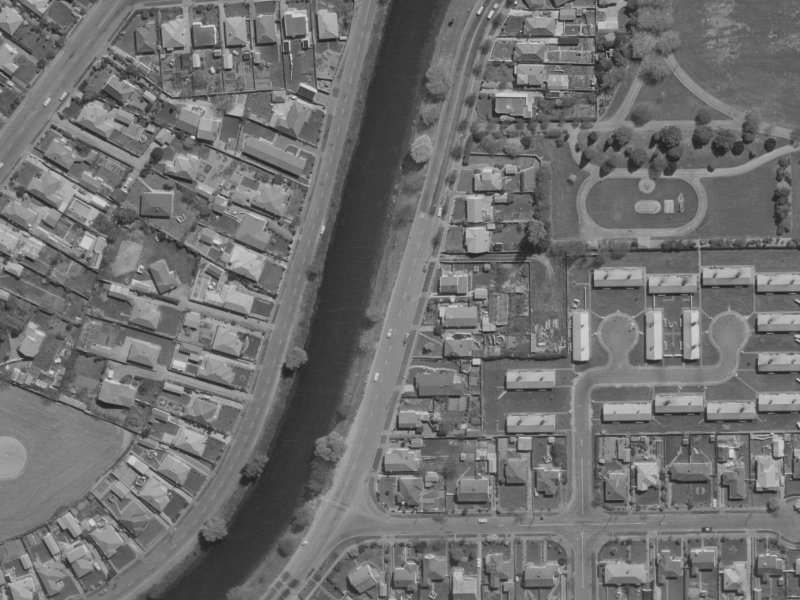 726 Avonside Drive from the air, 1970-1974