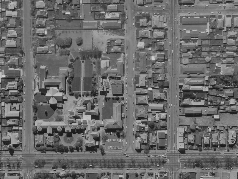 938 Colombo Street from the air, 1970-1974