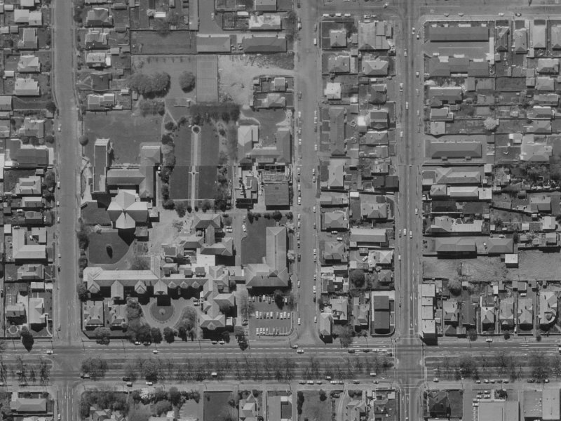 936 Colombo Street from the air, 1970-1974
