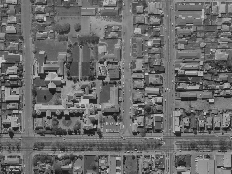 934 Colombo Street from the air, 1970-1974