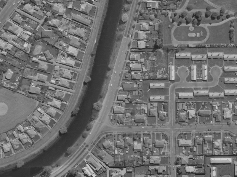 714 Avonside Drive from the air, 1970-1974