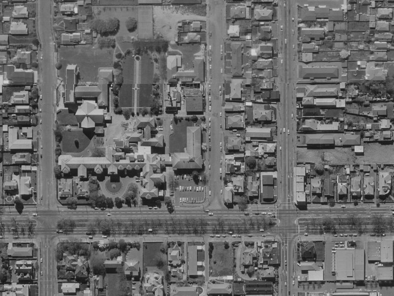 928 Colombo Street from the air, 1970-1974