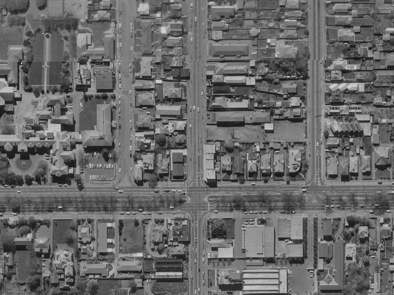 933 Colombo Street from the air, 1970-1974