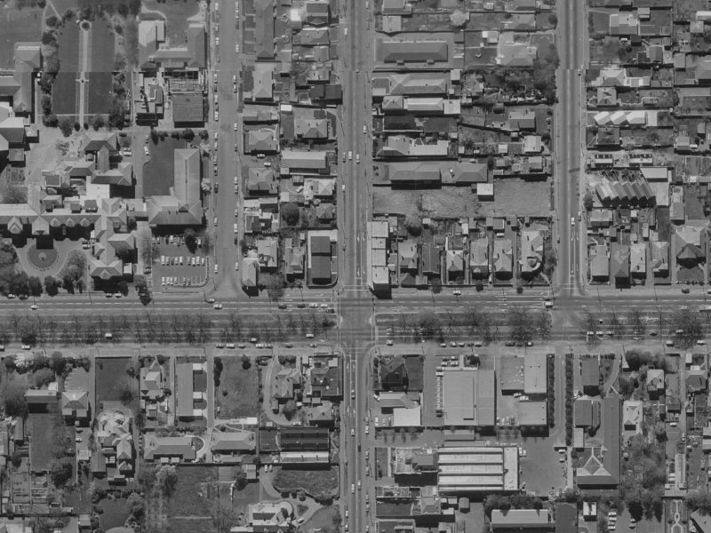 926-920 Colombo Street from the air, 1970-1974