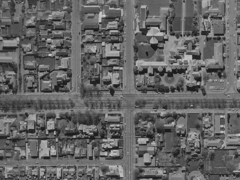 119 Bealey Avenue from the air, 1970-1974