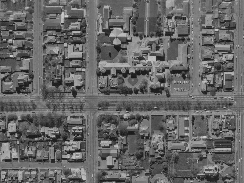 131 Bealey Avenue from the air, 1970-1974
