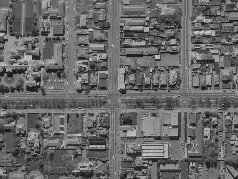 920 Colombo Street from the air, 1970-1974