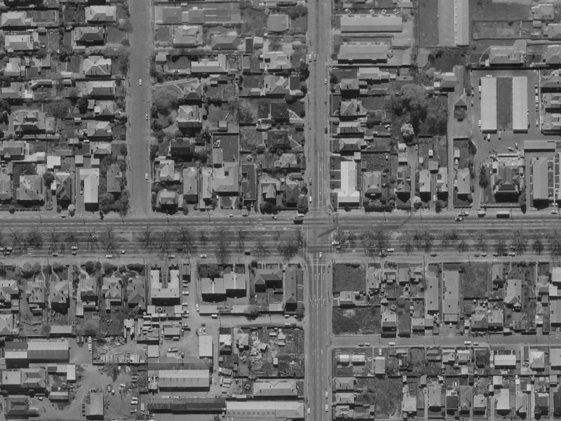 233-239 Bealey Avenue from the air, 1970-1974