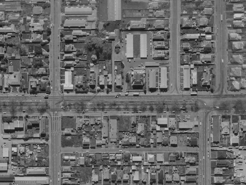 245-263 Bealey Avenue from the air, 1970-1974