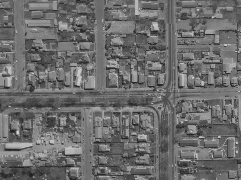 327-335 Bealey Avenue from the air, 1970-1974