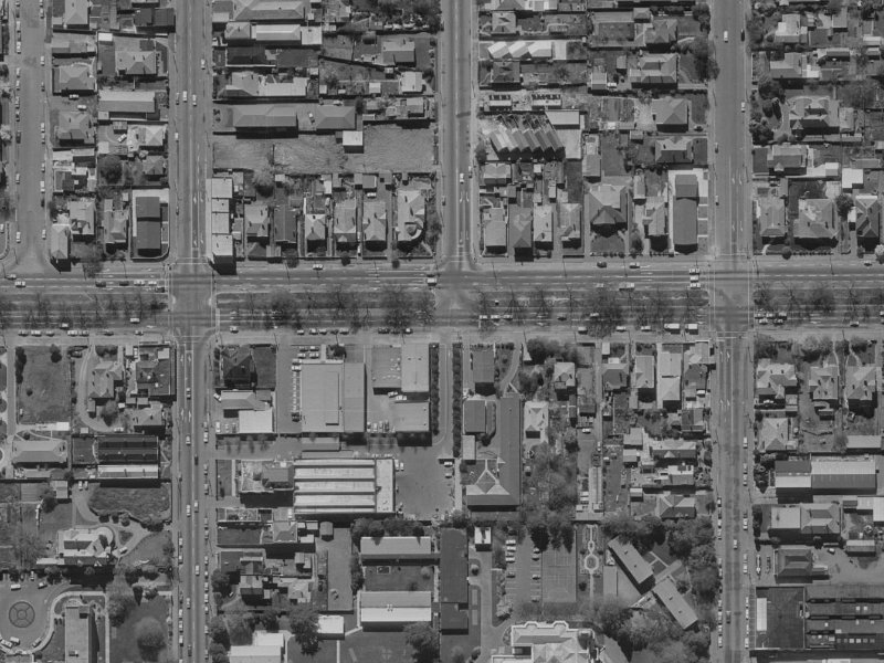 160 Bealey Avenue from the air, 1970-1974