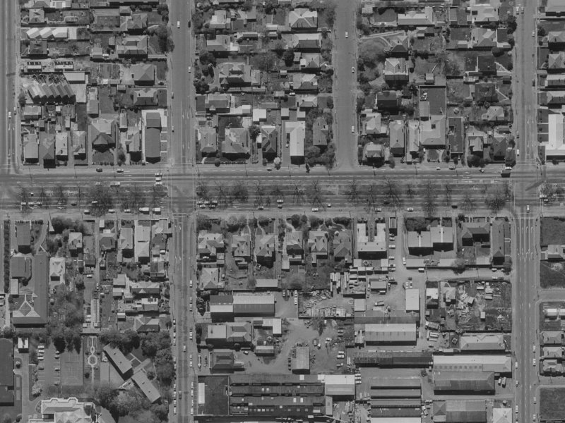 200 Bealey Avenue from the air, 1970-1974