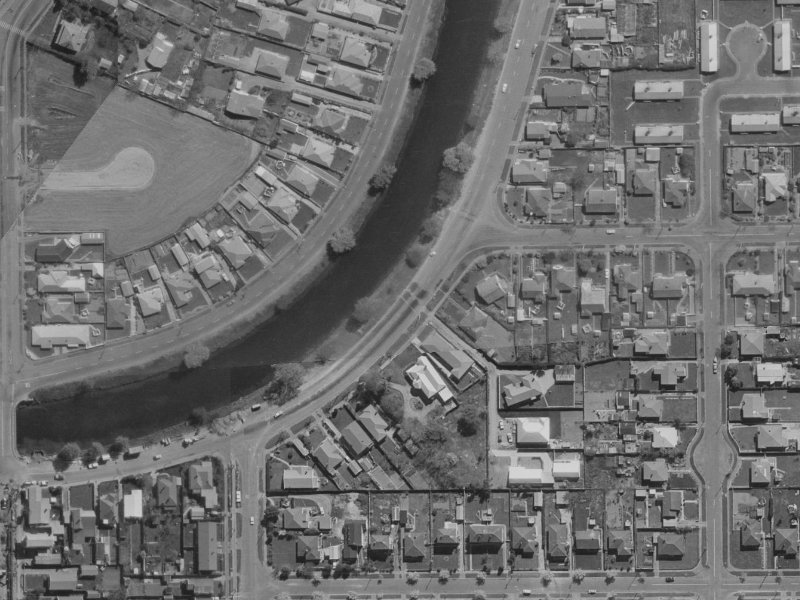 698 Avonside Drive from the air, 1970-1974