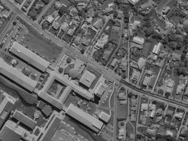 59-61 Creyke Road from the air, 1970-1974