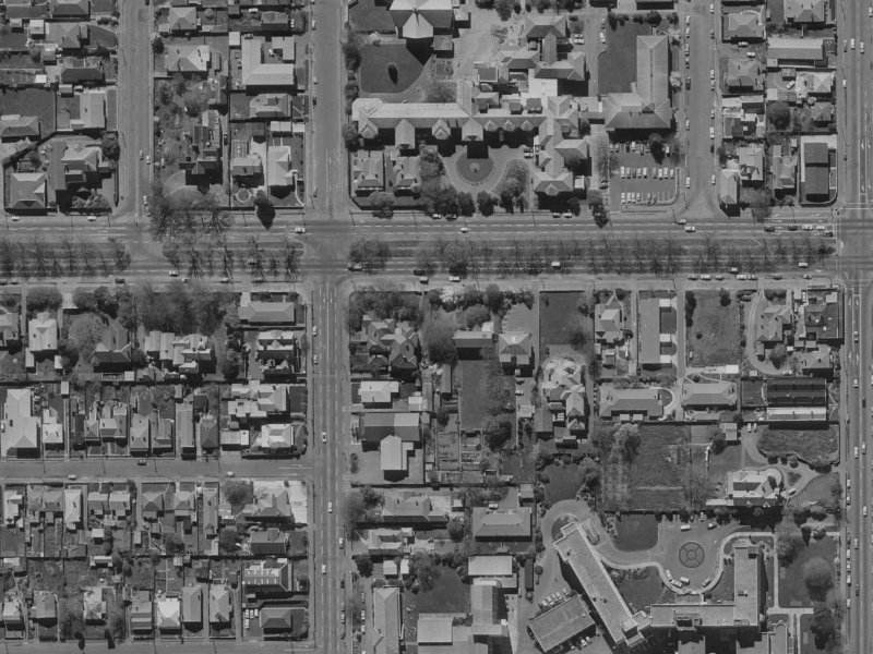 102 Bealey Avenue from the air, 1970-1974