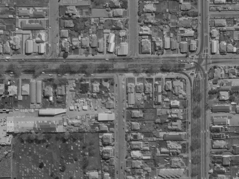 28 Churchill Street from the air, 1970-1974