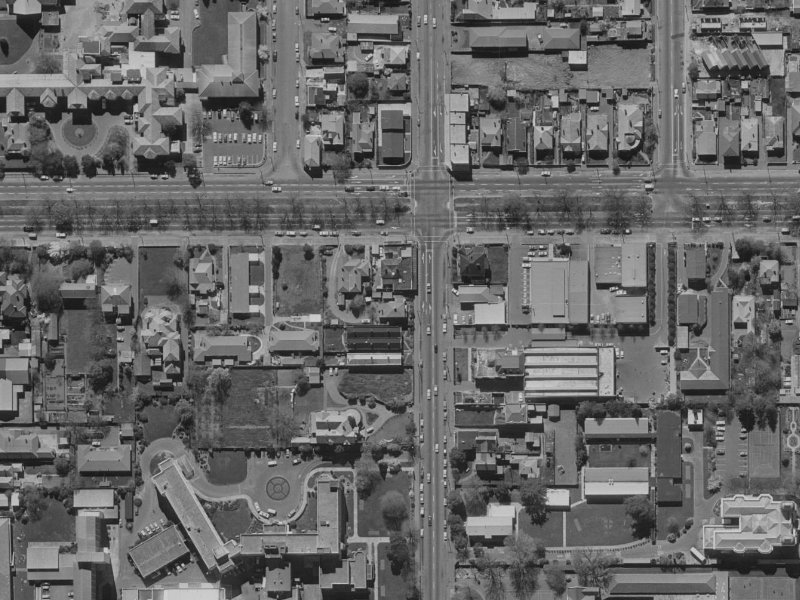 913 Colombo Street from the air, 1970-1974