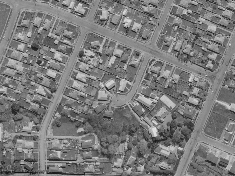 Archdall Place from the air, 1970-1974