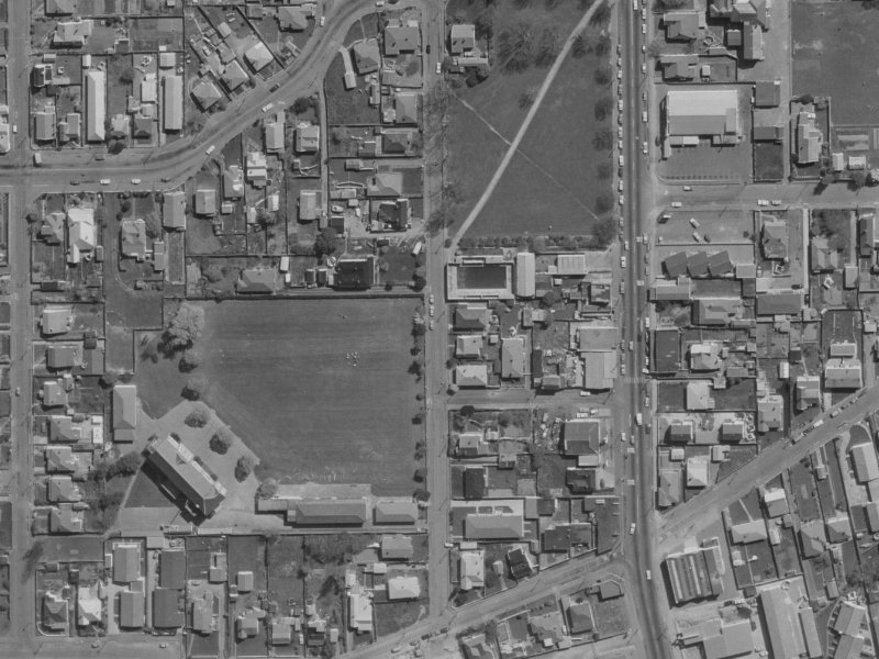 Pavitt Street from the air, 1970-1974