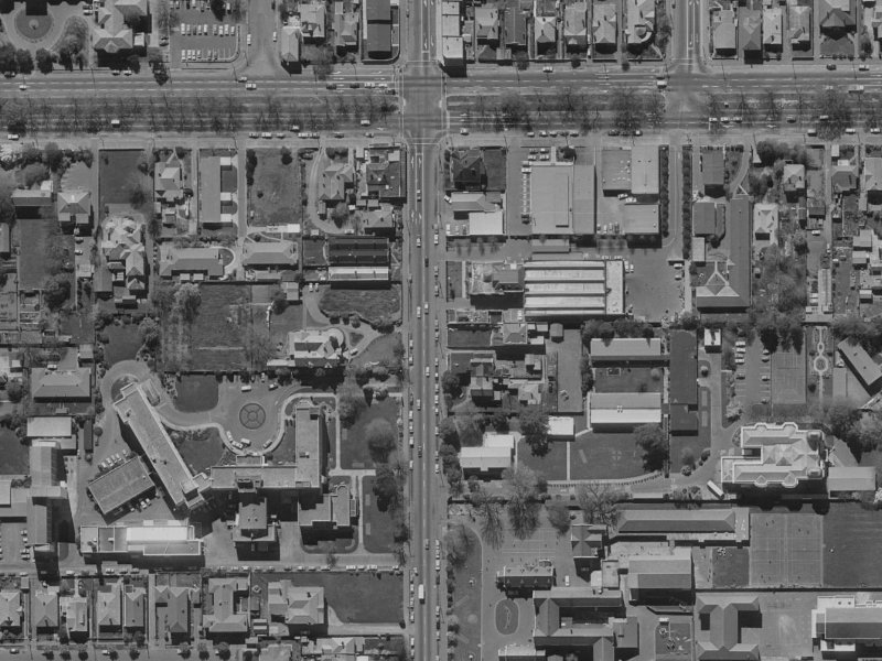 902 Colombo Street from the air, 1970-1974