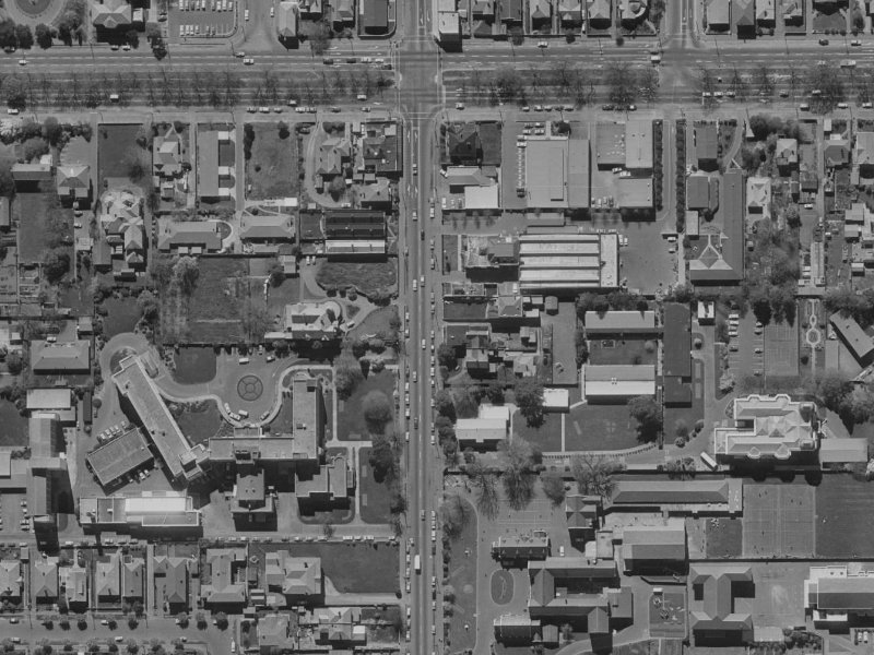900 Colombo Street from the air, 1970-1974