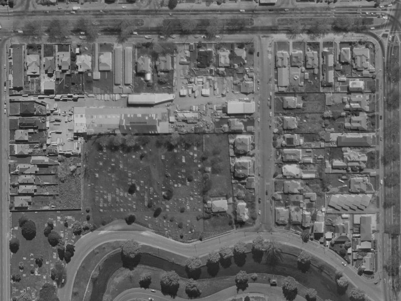 18A Churchill Street from the air, 1970-1974