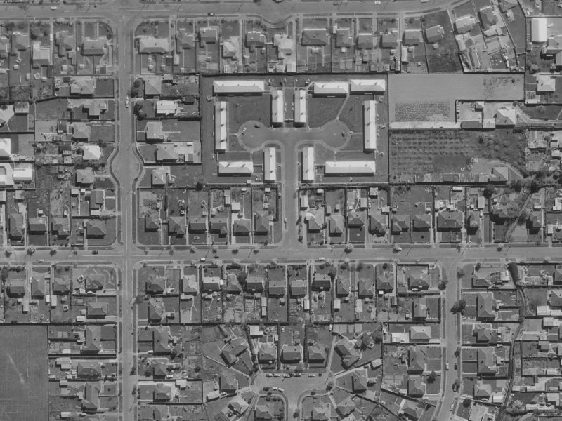 5-9 Jecks Place from the air, 1970-1974